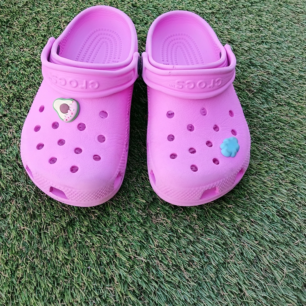 CROCS Kids Pink Water Shoes with Fun Charms